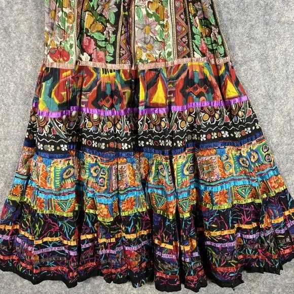 VTG SOFT SURROUNDINGS Boho Gypsy Kamala Jungle Print Maxi Skirt XL - Picture 3 of 8